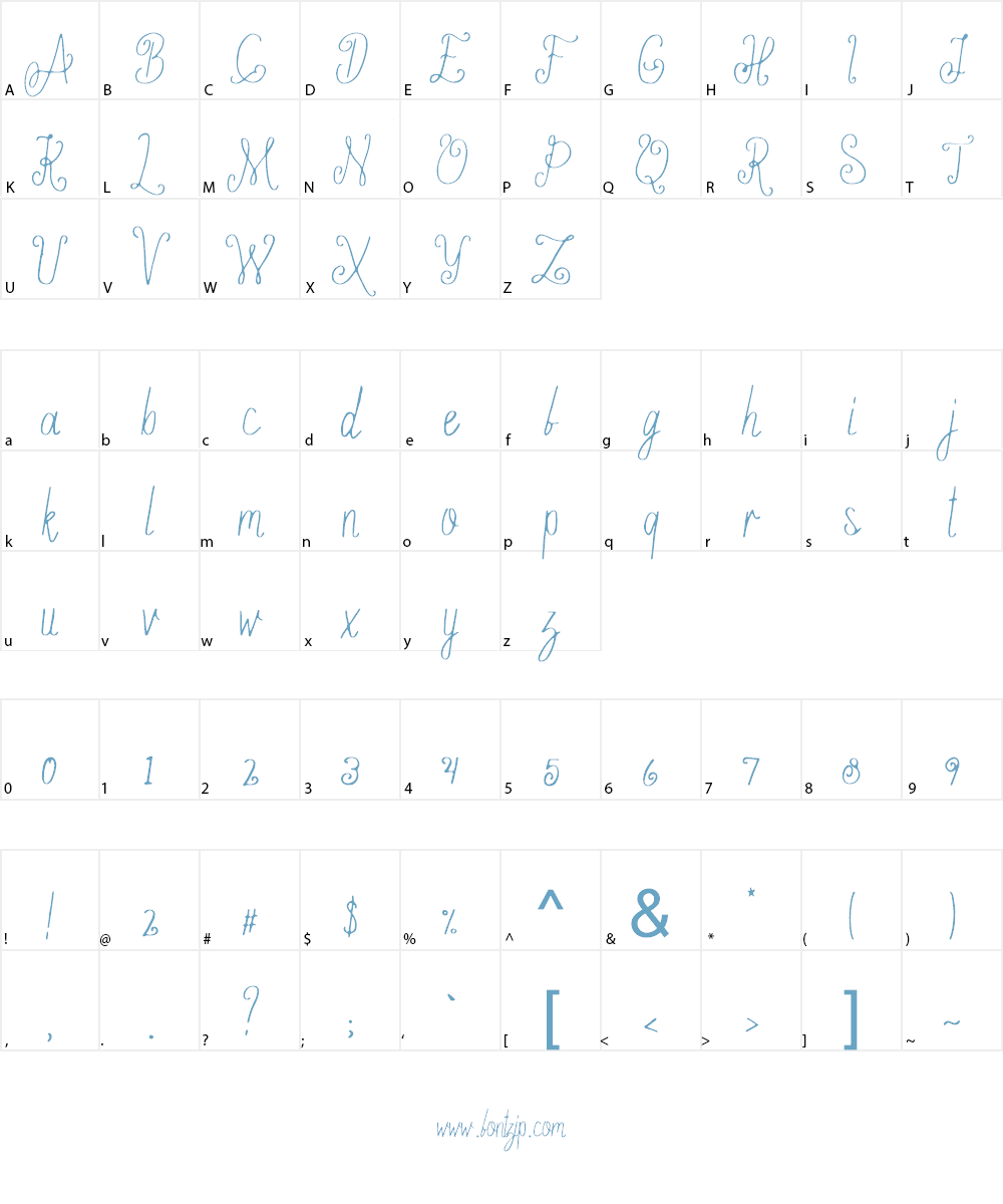 Ameliana Font Character